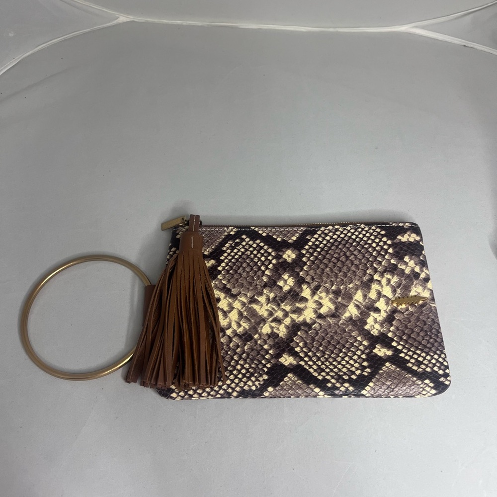 Thacker leather snake print wristlet